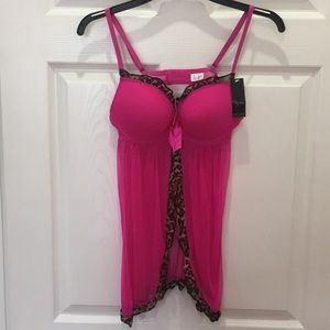 Pink & Leopard Print Lingerie Set